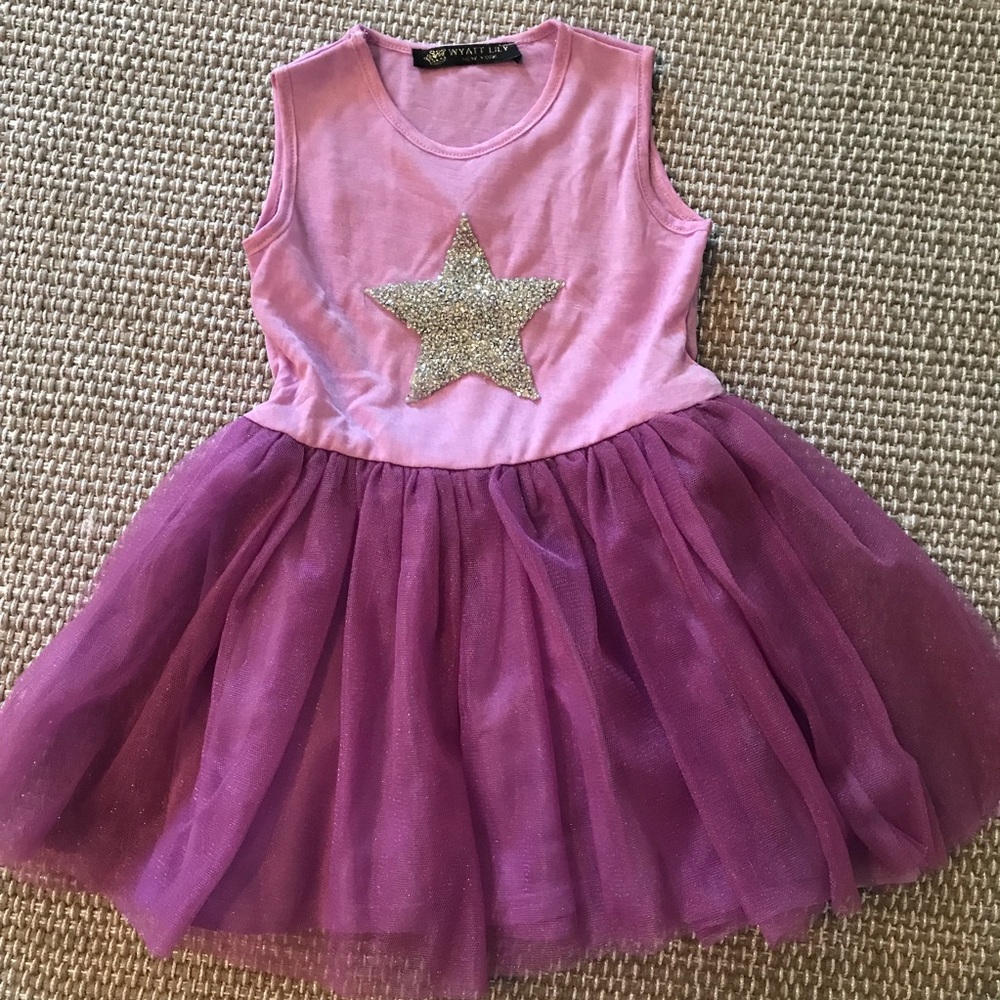Wyatt Lily Toddler Girls Purple Tulle Star Dress